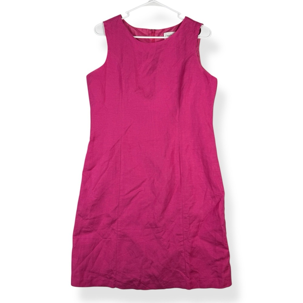 Chadwicks Pink Linen Blend Sleeveless Sheath Dress Petite 8P 3-4206-3